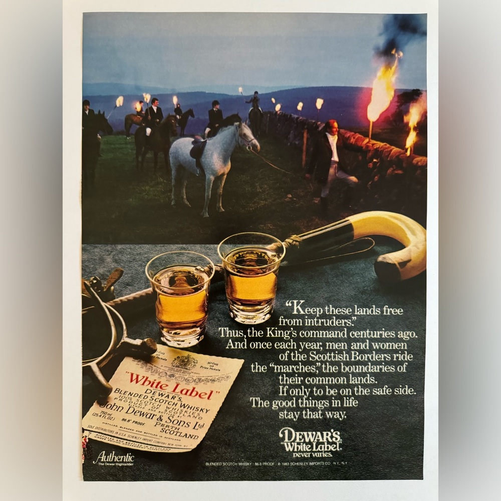 5/$20 Dewar's White Label Vintage Magazine Print ad 1983